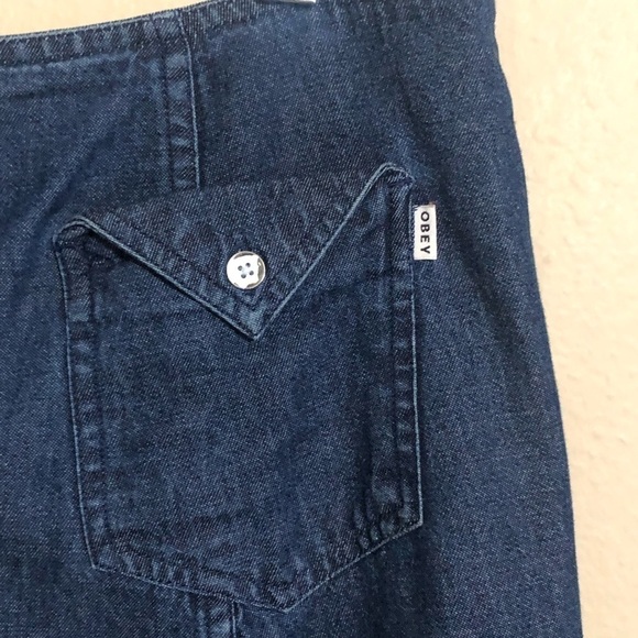 Obey Cotton Blue Aline Mini Skirt - Picture 4 of 7